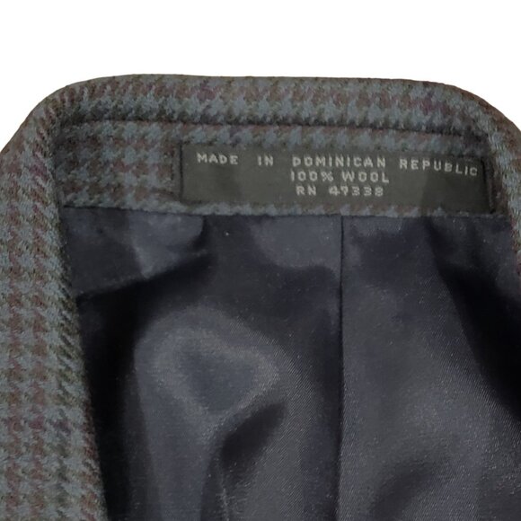 Vintage Lord & Taylor Albert Nipon Men Wool Jacket Fitted Check Blazer 42R - Picture 8 of 13